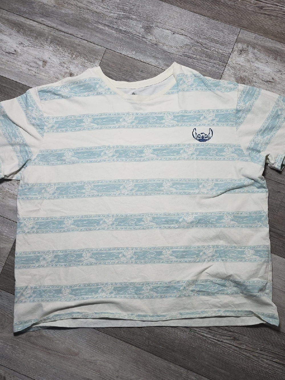 Disney Parks Lilo & Stitch AOP Striped Surf Hawiian Themed Tee Shirt XXL